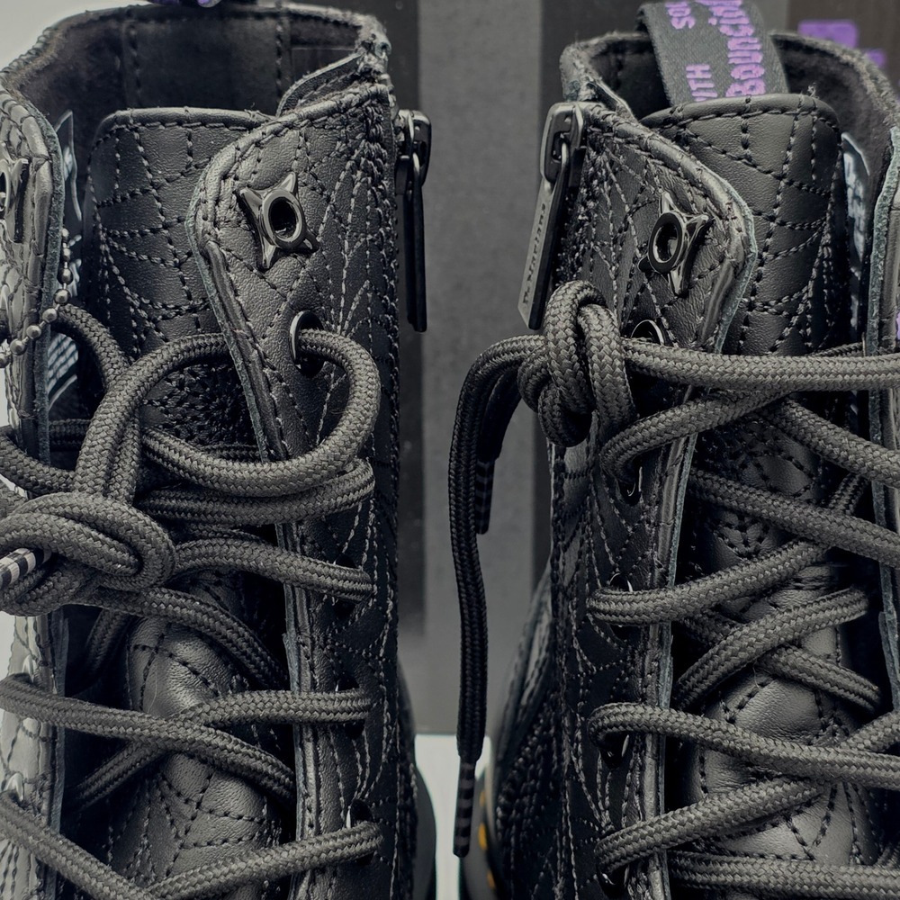 Dr. Martens Jadon Wednesday Addams Boots Womens 7 Black Spiderweb Nappa Lux New - Picture 6 of 15